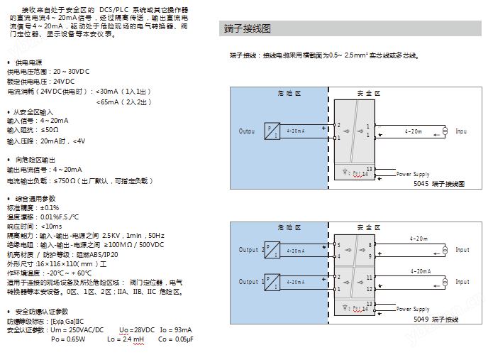 直流信号输出隔离安全栅(图2)